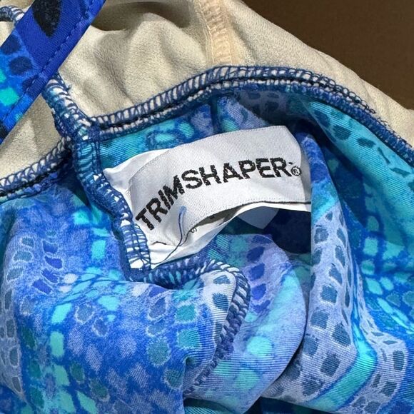 Trimshaper Blue Tankini Top Swimsuit Women’s 12 - Picture 2 of 5